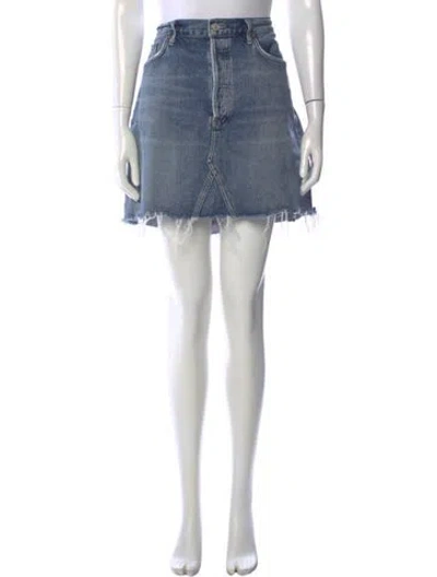 Pre-owned Agolde Distressed Accents Mini Skirt In Blue