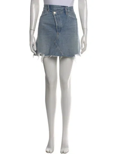 Pre-owned Agolde Distressed Accents Mini Skirt In Blue