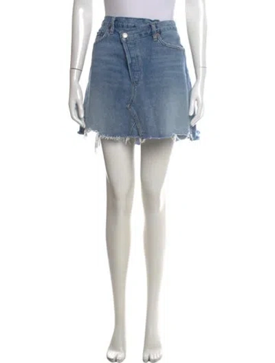 Pre-owned Agolde Distressed Accents Mini Skirt In Blue