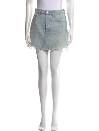 Pre-owned Agolde Distressed Accents Mini Skirt In Blue