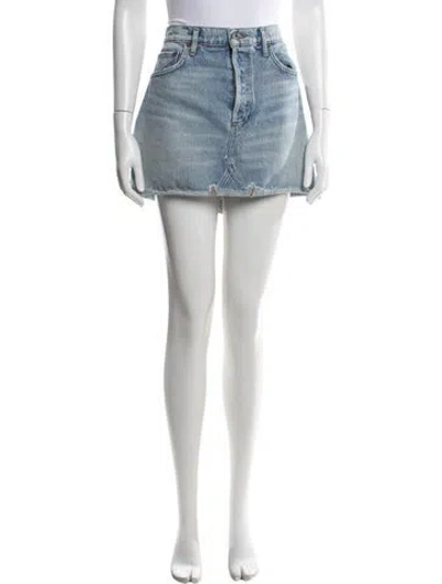 Pre-owned Agolde Distressed Accents Mini Skirt In Blue