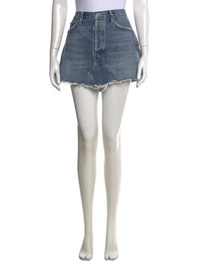 Pre-owned Agolde Distressed Accents Mini Skirt In Blue