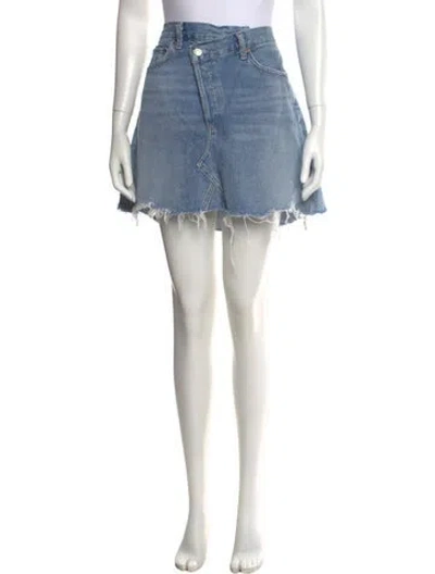 Pre-owned Agolde Distressed Accents Mini Skirt In Blue