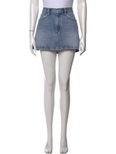 Pre-owned Agolde Distressed Accents Mini Skirt In Blue