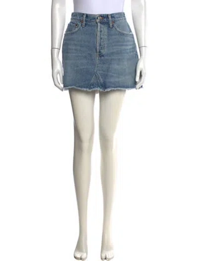 Pre-owned Agolde Distressed Accents Mini Skirt In Blue