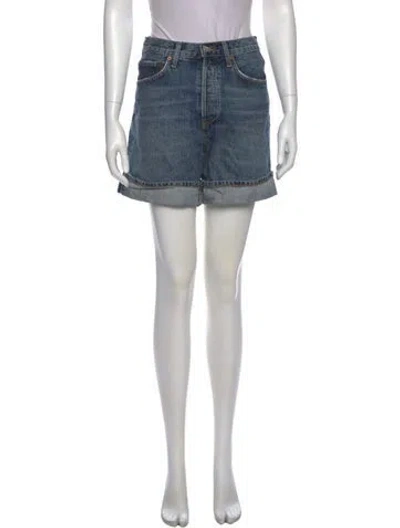 Pre-owned Agolde Distressed Accents Mini Skirt In Blue
