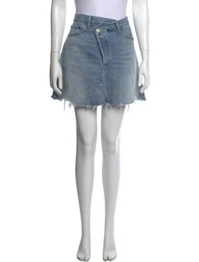 Pre-owned Agolde Distressed Accents Mini Skirt In Blue