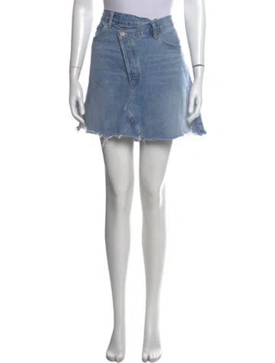 Pre-owned Agolde Distressed Accents Mini Skirt In Blue