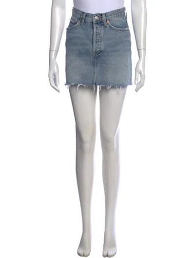 Pre-owned Agolde Distressed Accents Mini Skirt In Blue