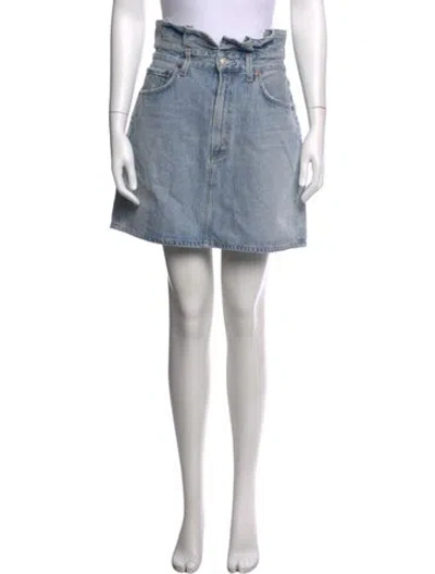 Pre-owned Agolde Distressed Accents Mini Skirt In Blue