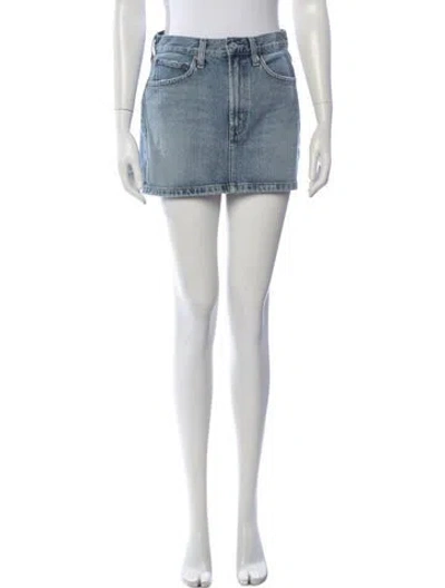 Pre-owned Agolde Distressed Accents Mini Skirt In Blue