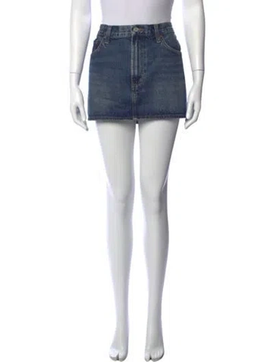 Pre-owned Agolde Distressed Accents Mini Skirt In Blue