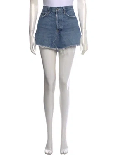 Pre-owned Agolde Distressed Accents Mini Skirt In Blue