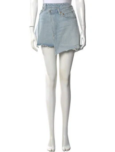 Pre-owned Agolde Distressed Accents Mini Skirt In Blue