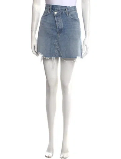 Pre-owned Agolde Distressed Accents Mini Skirt In Blue