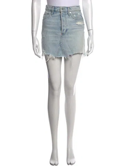 Pre-owned Agolde Distressed Accents Mini Skirt In Blue