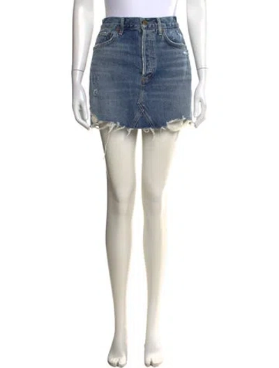 Pre-owned Agolde Distressed Accents Mini Skirt In Blue