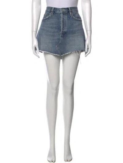 Pre-owned Agolde Distressed Accents Mini Skirt In Blue
