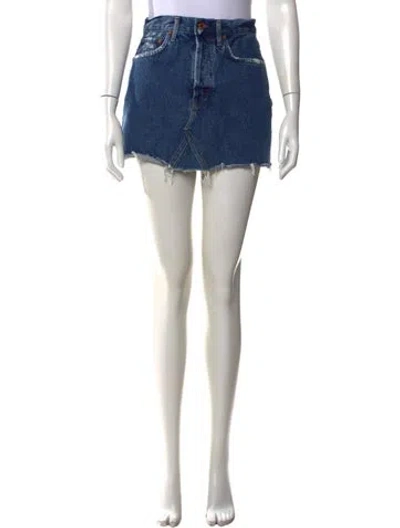 Pre-owned Agolde Distressed Accents Mini Skirt In Blue