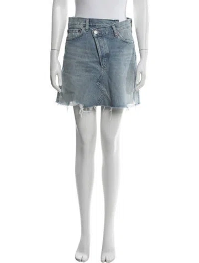 Pre-owned Agolde Distressed Accents Mini Skirt In Blue