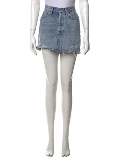 Pre-owned Agolde Distressed Accents Mini Skirt In Blue