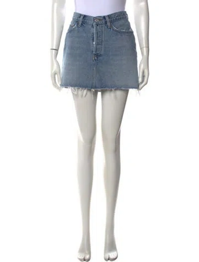 Pre-owned Agolde Distressed Accents Mini Skirt In Blue