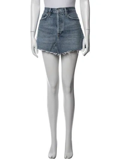 Pre-owned Agolde Distressed Accents Mini Skirt In Blue
