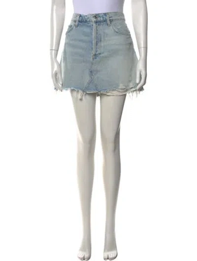 Pre-owned Agolde Distressed Accents Mini Skirt In Blue