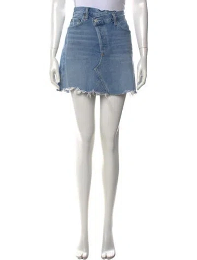 Pre-owned Agolde Distressed Accents Mini Skirt In Blue