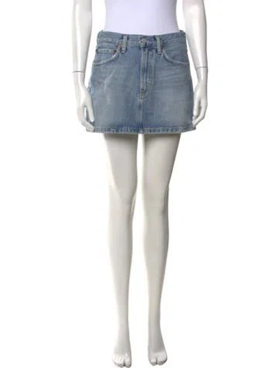 Pre-owned Agolde Distressed Accents Mini Skirt In Blue