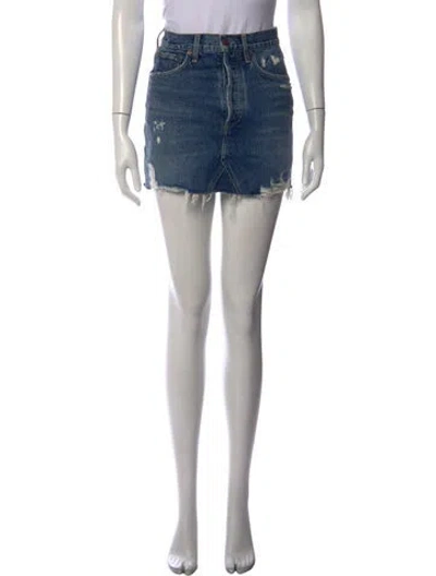 Pre-owned Agolde Distressed Accents Mini Skirt In Blue