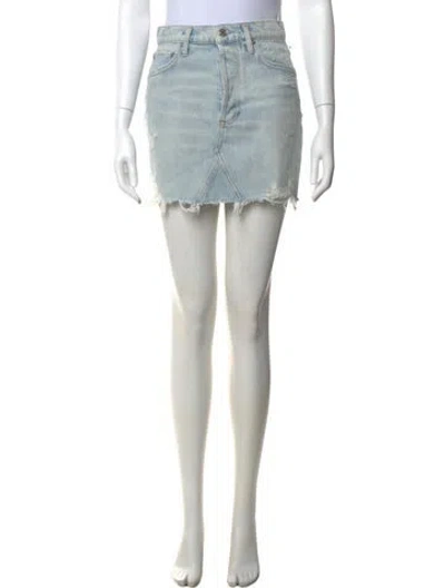 Pre-owned Agolde Distressed Accents Mini Skirt In Blue
