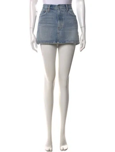 Pre-owned Agolde Distressed Accents Mini Skirt In Blue