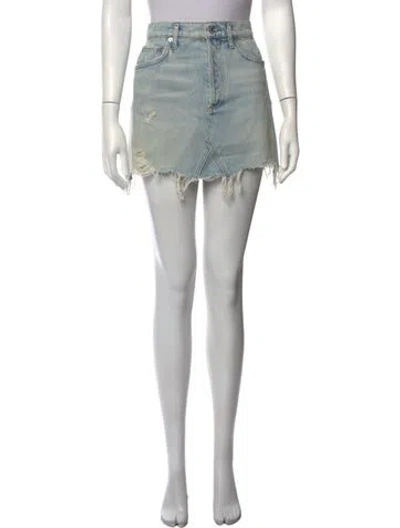 Pre-owned Agolde Distressed Accents Mini Skirt In Blue