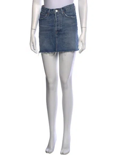 Pre-owned Agolde Distressed Accents Mini Skirt In Blue