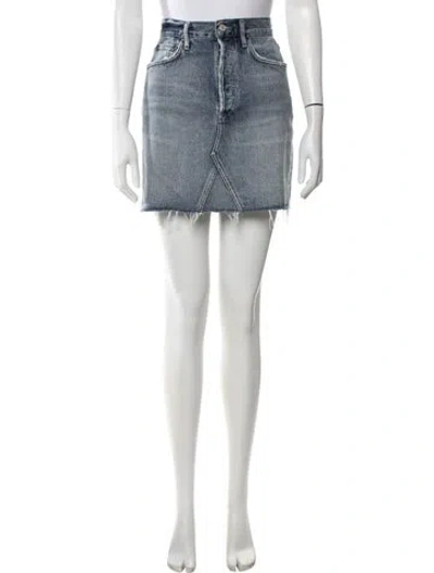Pre-owned Agolde Distressed Accents Mini Skirt In Blue