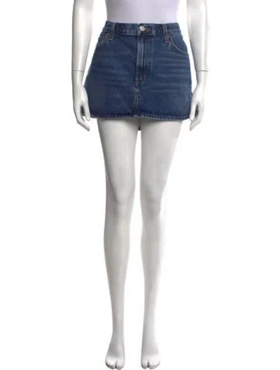 Pre-owned Agolde Distressed Accents Mini Skirt In Blue