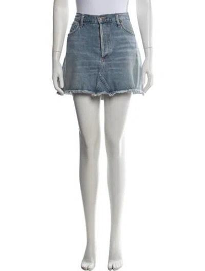 Pre-owned Agolde Distressed Accents Mini Skirt In Blue