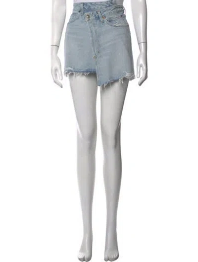 Pre-owned Agolde Distressed Accents Mini Skirt In Blue