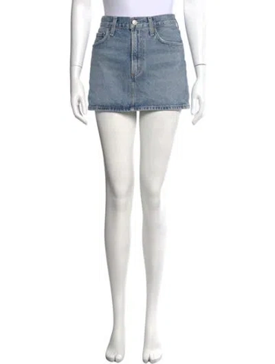 Pre-owned Agolde Distressed Accents Mini Skirt In Blue