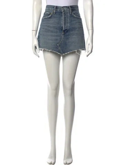 Pre-owned Agolde Distressed Accents Mini Skirt In Blue
