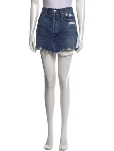 Pre-owned Agolde Distressed Accents Mini Skirt In Blue