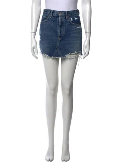 Pre-owned Agolde Distressed Accents Mini Skirt In Blue
