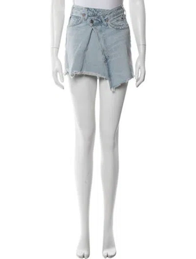 Pre-owned Agolde Distressed Accents Mini Skirt In Blue
