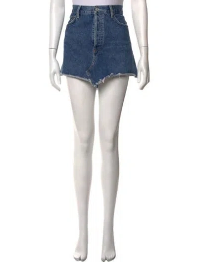 Pre-owned Agolde Distressed Accents Mini Skirt In Blue