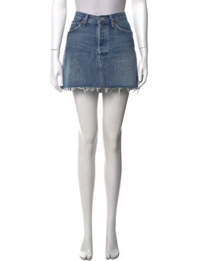 Pre-owned Agolde Distressed Accents Mini Skirt In Blue