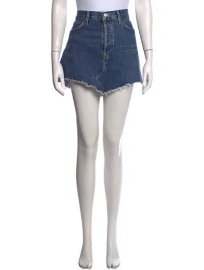 Pre-owned Agolde Distressed Accents Mini Skirt In Blue