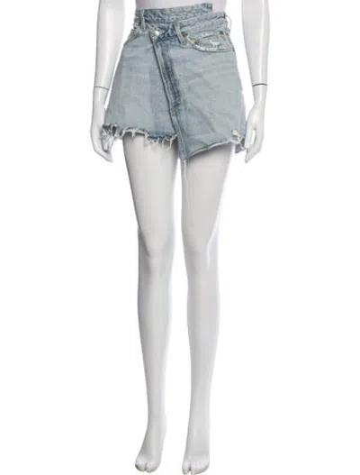 Pre-owned Agolde Distressed Accents Mini Skirt In Blue