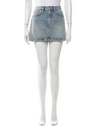 Pre-owned Agolde Distressed Accents Mini Skirt In Blue