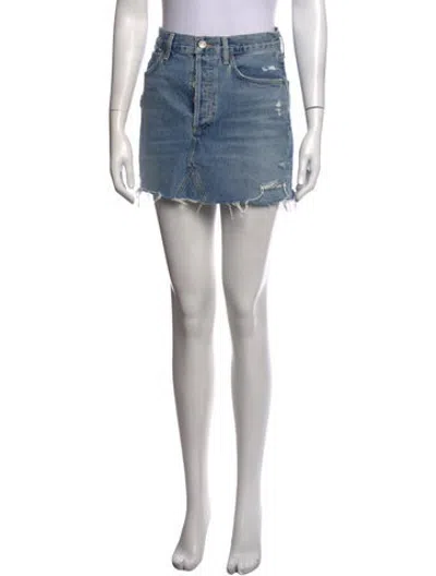 Pre-owned Agolde Distressed Accents Mini Skirt In Blue